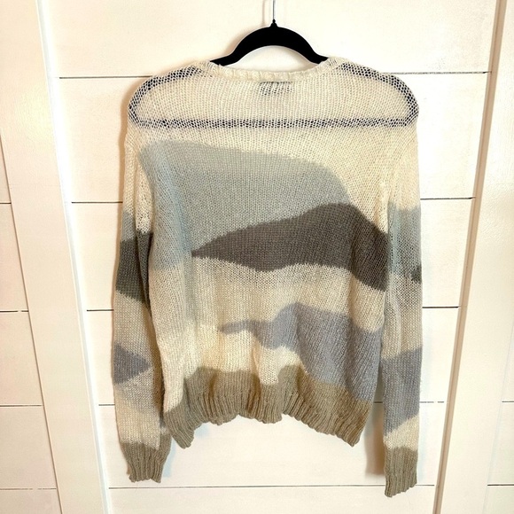 WOODEN SHIPS S/M Paola Buendia mohair wool neutral landscape boho knit sweater - Picture 2 of 12